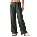 Calças De Trabalho Willit, Pernas Largas, Cintura Alta, Femininas, 3gg, Forest