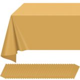 Toalha De Mesa Ragnhild Gold Plastic, Pacote Com 32 Unidades Para Retângulo De 137 X 274 Cm