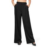 Calças De Trabalho Willit, Pernas Largas, Cintura Alta, Femininas, Pretas, Xl