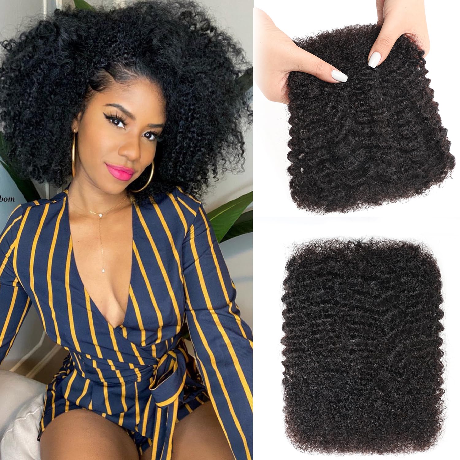 Extensões De Cabelo Gumioky Afro Kinkys Bulk 14 Polegadas 50g 1b#