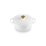 Panela Le Creuset Redonda Signature Puxador Dourado Em Ferro Fundido 16cm Branco 21177160101441