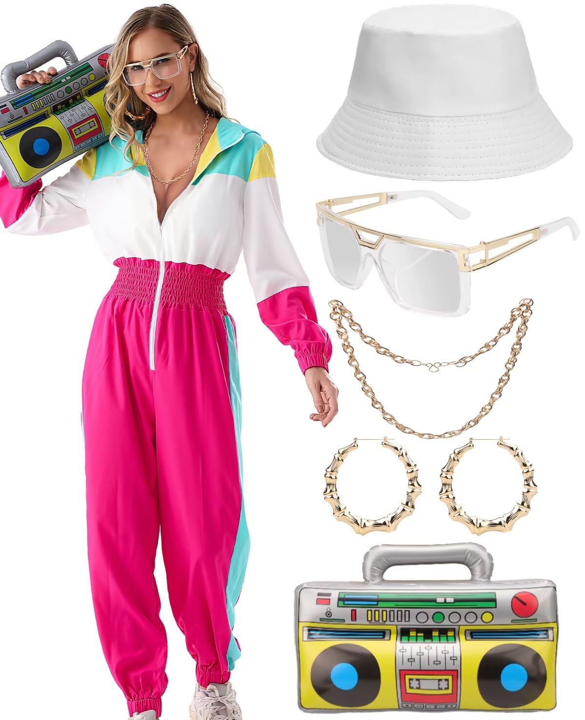 Conjunto De Agasalhos Femininos Villbecoser, Macacão Com Capuz, Anos 80, 90, Néon