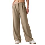 Calças De Trabalho Willit Wide Leg, Cintura Alta, Femininas, Bronzeadas, Gg