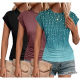 Blusa Zeagoo, Camiseta Feminina De Manga Curta, 2025, Franzida, Verão