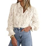 Blusa Btfbm De Renda De Manga Comprida Para Mulheres, Primavera 2025, Bege