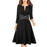 Vestido Vfshow 2024 Contrast Office Work Business Para Mulheres
