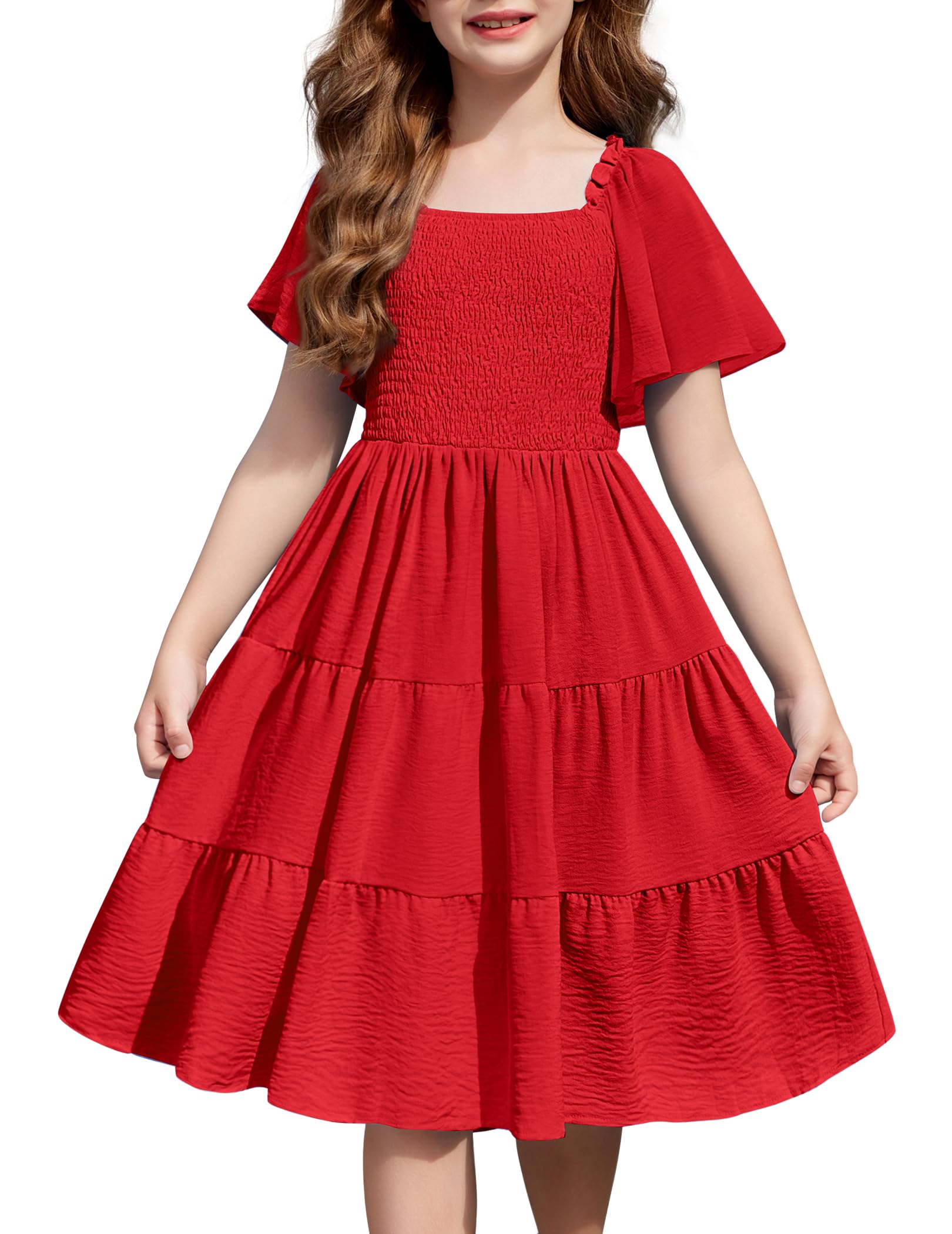 Vestido Arshiner Valentines Vermelho Para Meninas De 5 A 6 Anos De Poliéster