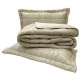 Kit Cobre Leito Colcha Prestige Queen Texturado Dupla Face Micro Percal 300 Fios 3 Peças - Chocolate