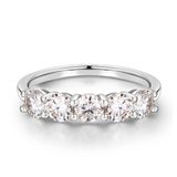Anéis De Aniversário Moosea 5 Moissanite Preenchidos Com Ouro Branco 14k