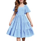 Vestido Arshiner Tween Girl Azul Páscoa Verão 9-10 Anos