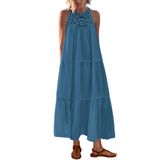 Vestido Btfbm Summer Halter Feminino Casual, Oco, Vestido Maxi