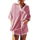Conjunto De Suéter Feminino Tankaneo, 2 Peças, Manga 3/4, Decote Em V