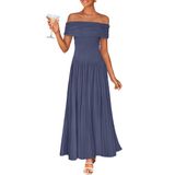 Vestido Maxi Zesica 2025 De Verão Sem Ombro Para Mulheres