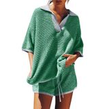 Conjunto De Suéter Feminino Tankaneo, 2 Peças, Manga 3/4, Decote Em V