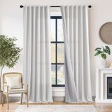 Cortinas Jinchan Linen Blackout 24 Cm, Branco Acinzentado, 2 Painéis