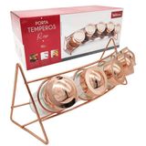 Porta Temperos Cozinha Potes Condimentos Vidro Cor Rose.