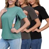 Camisetas De Amamentação Femininas Ecavus, Pacote Com 3 Unidades Para Amamentação