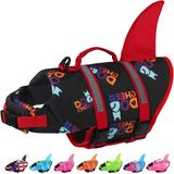 Colete Salva-vidas Para Cães Dogcheer Cute Shark Para Natação Preto Xl