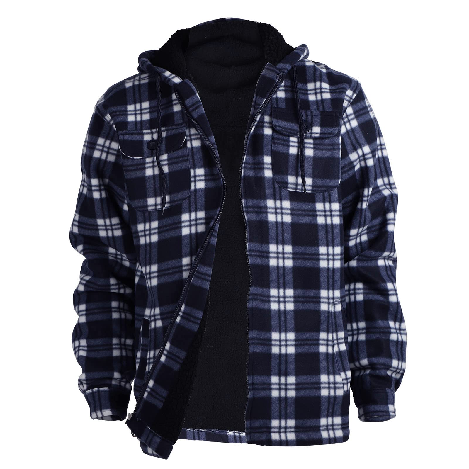 Jaqueta Gary Com Heavy Thick Flannel Xadrez Sherpa Fleece Masculina