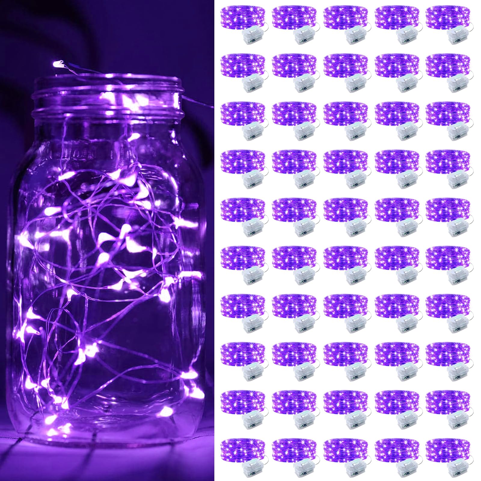 Fairy Lights Zgwj 20 Mini Led Operado Por Bateria, 7 Pés, Roxo X50