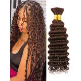 Cabelo Trançado Humano A Granel Deep Wave 18 Polegadas, Marrom Chocolate