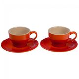 Jogo Le Creuset De 2 Xícaras 70ml Com Pires Em Cerâmica - Laranja