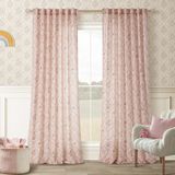 Cortinas Twopanels, Rosa, Floral, 229 Cm De Comprimento, Linho, Conjunto De 2 Painéis