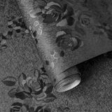 Papel De Parede Lativo Black Peel And Stick Silk Em Relevo Floral