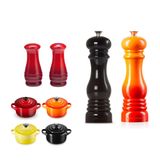 Kit Le Creuset 4 Mini Cocottes Peg Preto Saleiro/pimenteiro E Moedor Pimental/sal Coloridos