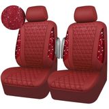 Capas De Assento De Carro Car Pass Bling Diamond Leather Front Red