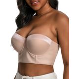 Sutiã Sem Alças Dvpol Longline Beige Rosa Tamanho 36g