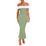 Vestido Maxi Zesica 2025 Summer Off Shoulder Color Block