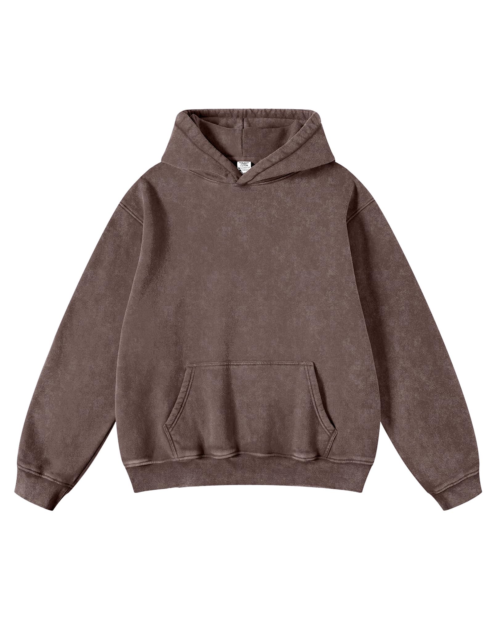 Moletom Com Capuz Hatant Oversize Vintage Acid Wash Brown