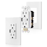 Outlet Gfci Suraielec 15a Com Portas Usb-c E Usb-a, Pacote Branco Com 2