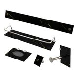 Kit Banheiro Preto De Vidro Vmex Acessórios De Parede Porta Shampoo Sabonete Suporte Papel Higiênico Porta Toalha