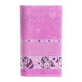 Toalha De Banho Infantil Happy World 1,15m X 75cm 100% Algodão Macio - Unicórnio Rosa