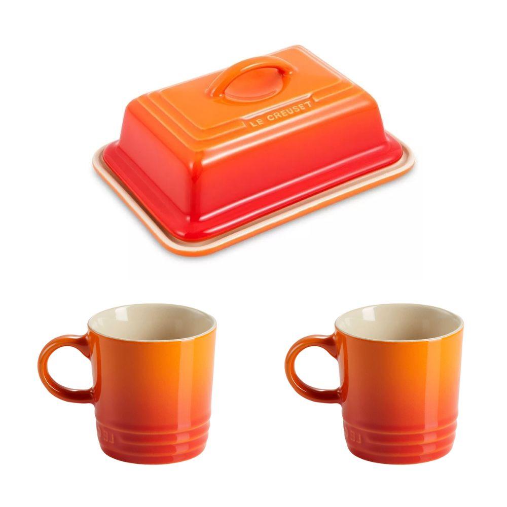 Kit Le Creuset Manteigueira Estilo Europeu 17,5cm E 2 Canecas Cappuccino 200ml
