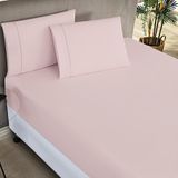 Jogo De Lençol Milano Casal Queen 3 Peças Percal 200 Fios Ponto Palito Classic - Rosa