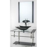 Gabinete De Vidro Banheiro Inox 70cm Cuba Quadrada Preto