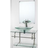 Gabinete De Vidro Banheiro Inox 60cm Cuba Retangular Incolor