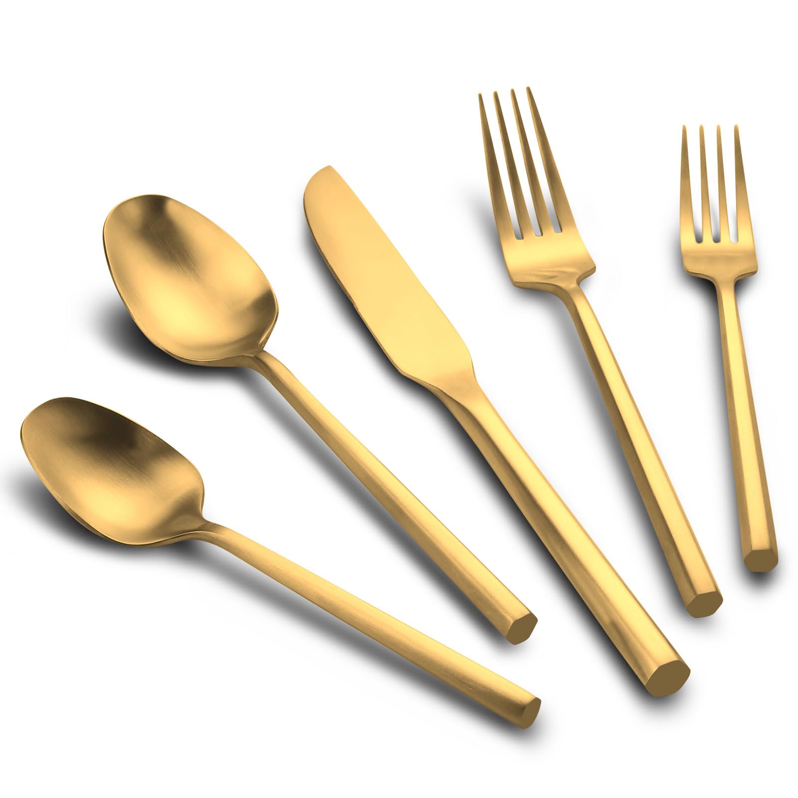 Conjunto De Talheres Kelenfer Matte Gold Silverware 40 Peças