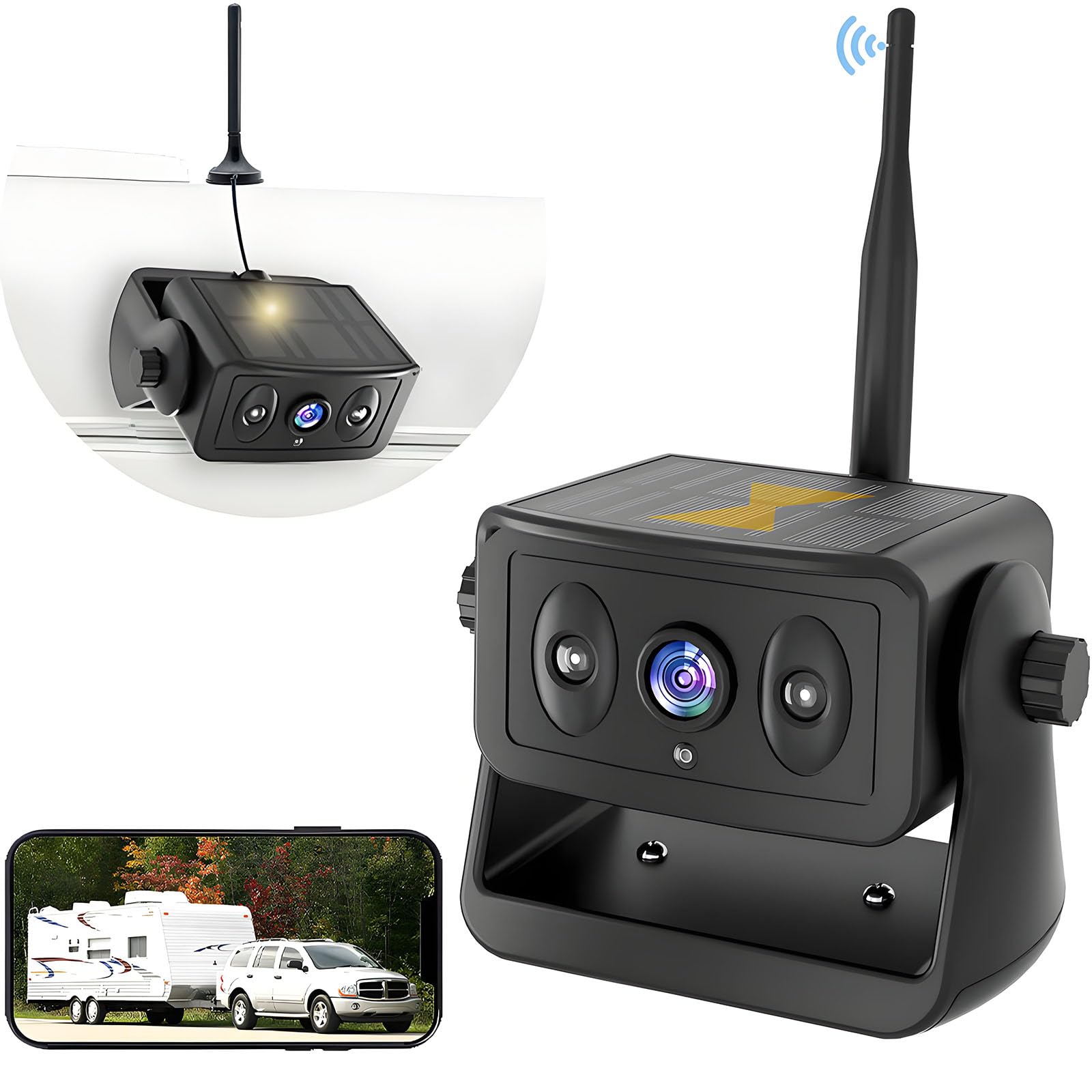 Câmera De Backup Sem Fio Yeoizo Alimentada Por Energia Solar Para Rv/caminhão