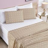 Jogo De Cama Lençol Celine Casal Queen 04 Peças Micropercal 200 Fios Bolinhas - Cáqui