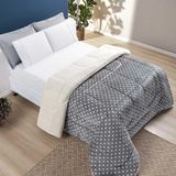 Coberdrom Cobertor Celine Casal Queen 01 Peça Tecido Sherpa Manta Flannel Quente - Cinza