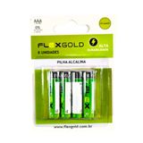 Cartela De Pilhas Alcalina Aa 8 Unidades Fk-aak8 Flexgold