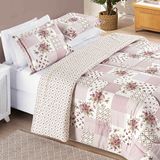 Edredom Ayla Casal Queen Tecido Dupla Face Microfibra 03 Peças - Rosa Floral Matura