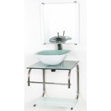 Gabinete 40cm De Vidro Inox Cuba Quadrada Cqp Marmore Branco