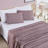 Jogo De Cama Lençol Celine Casal Queen 04 Peças Micropercal 200 Fios Bolinhas - Rosê