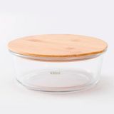 Pote Hermético Redondo Com Tampa De Bambu 630ml Casavita.