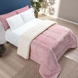 Coberdrom Cobertor Celine Casal Queen 01 Peça Tecido Sherpa Manta Flannel Quente - Rosa